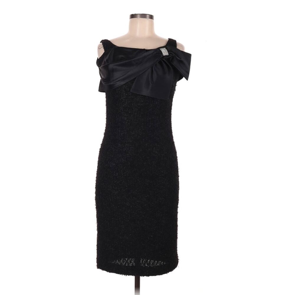 vintage JL LANCETTI 80s 90s jackie o audrey hepburn black textured tweed dress